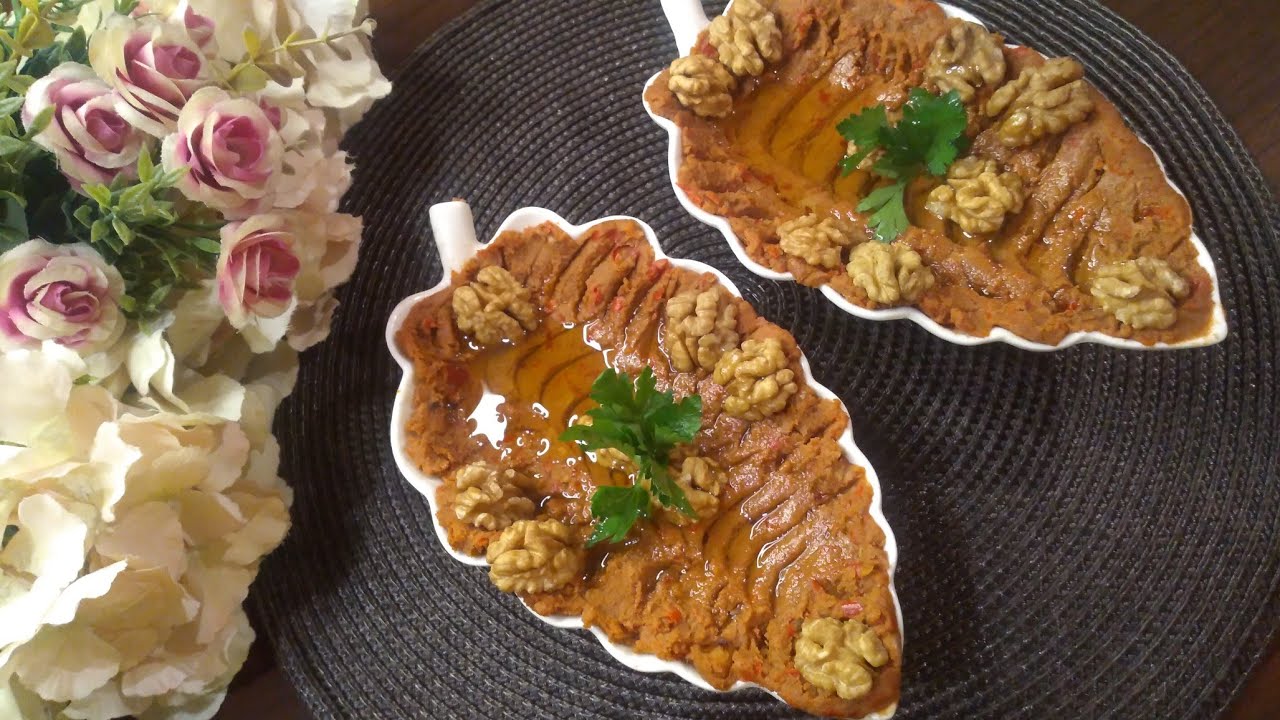 طريقة عمل المحمرة السورية أو حرحورة أو طقت ماتت 😋من أشهر و أروع وأشهى المقبلات