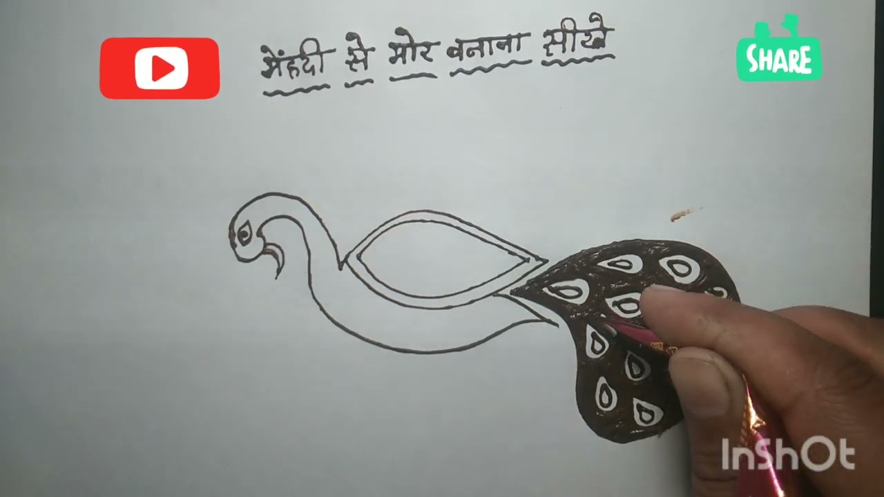 🌺 मेहंदी से मोर बनाना सीखे बिल्कुल आसान तरीके से🌺🍃🌺 ऐसी वीडियो आपने पहले कभी नहीं देखी होगी 🌺