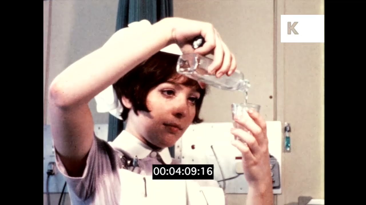 1960s UK, Hospital, Nurses and Patients, 16mm