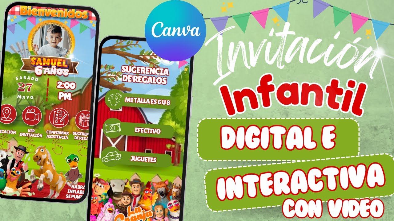 Como hacer una VIDEO INVITACIÓN  DIGITAL INTERACTIVA con ubicación y confirmación en Canva gratis