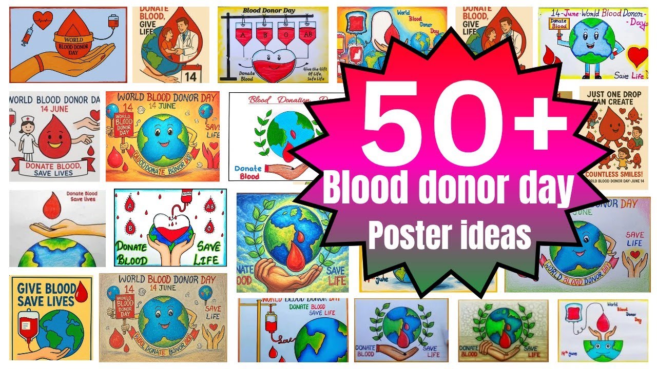 Blood Donor Day 50 + poster ideas | blood donation day poster | world blood donor day easy poster