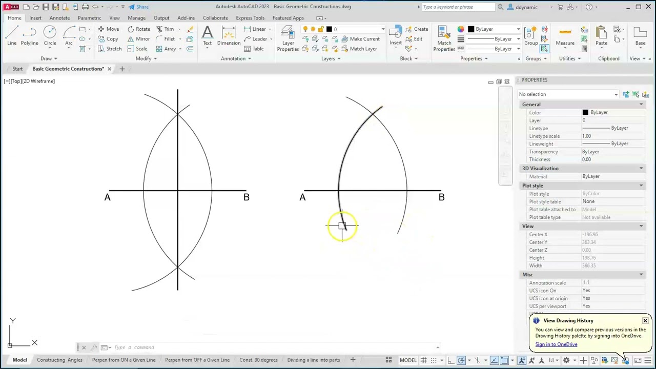 1  Bisecting a Given Line (AutoCAD)