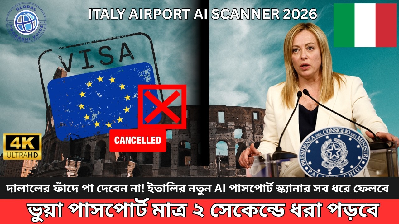 Italy Visa update 2026 | ইতালির এয়ারপোর্টে AI স্ক্যানার! মাত্র ২ সেকেন্ডে ধরা পড়বে ভুয়া পাসপোর্ট