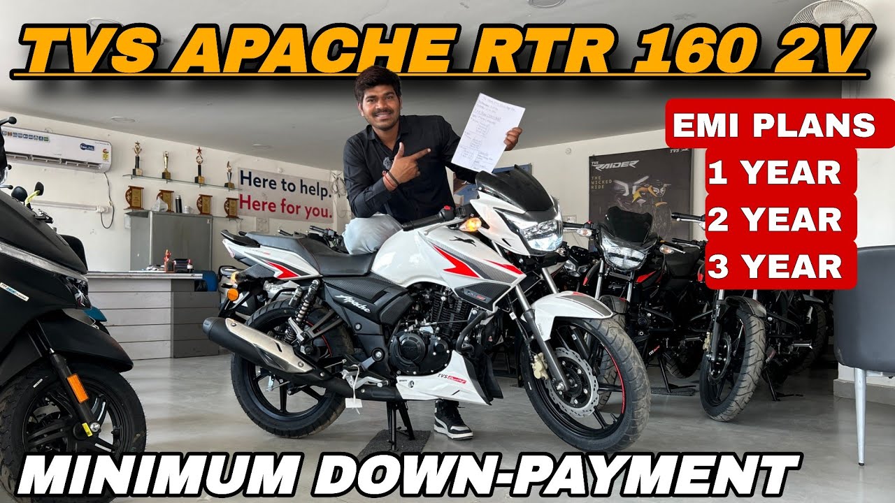 NEW TVS APACHE RTR 160 2V MINIMUM DOWN PAYMENT EMI PLANS 1 YEAR 2 YEAR 3 YEAR SHUBHAM YADUVANSHI