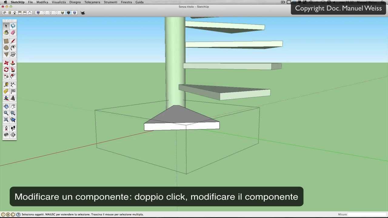 Tutorial SketchUp - esercizio 13 scala a chiocciola