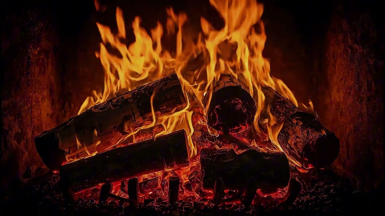 Relaxing 4K Fireplace with Natural Crackling Sounds – Peaceful Cozy Room for Study, Sleep