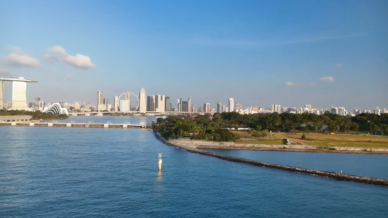 DJI drone video off coast of east coast park 