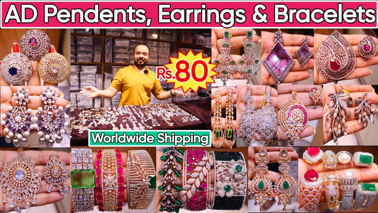 Latest Exclusive Designer AD Pendents, Earrings & Braclets Collection 2024 | All AD Accessories