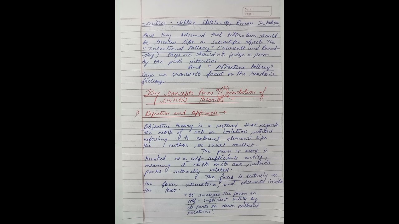 Objective Theory from Orientation of Critical Theories,explained in simple words , M.H.Abrams.