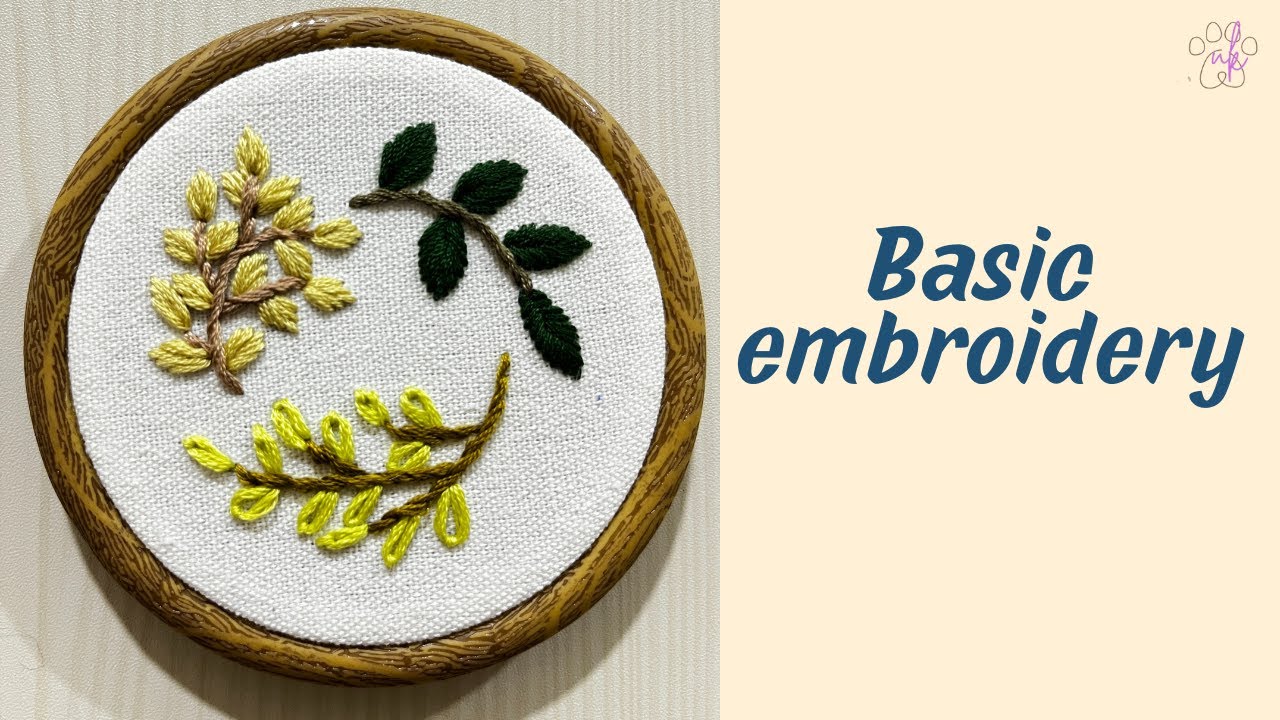 Basic Leaf Embroidery for Beginners | Easy Hand Embroidery Tutorial초보자를 위한 기본 잎사귀 자수 | 쉬운 핸드 자수 튜토리얼