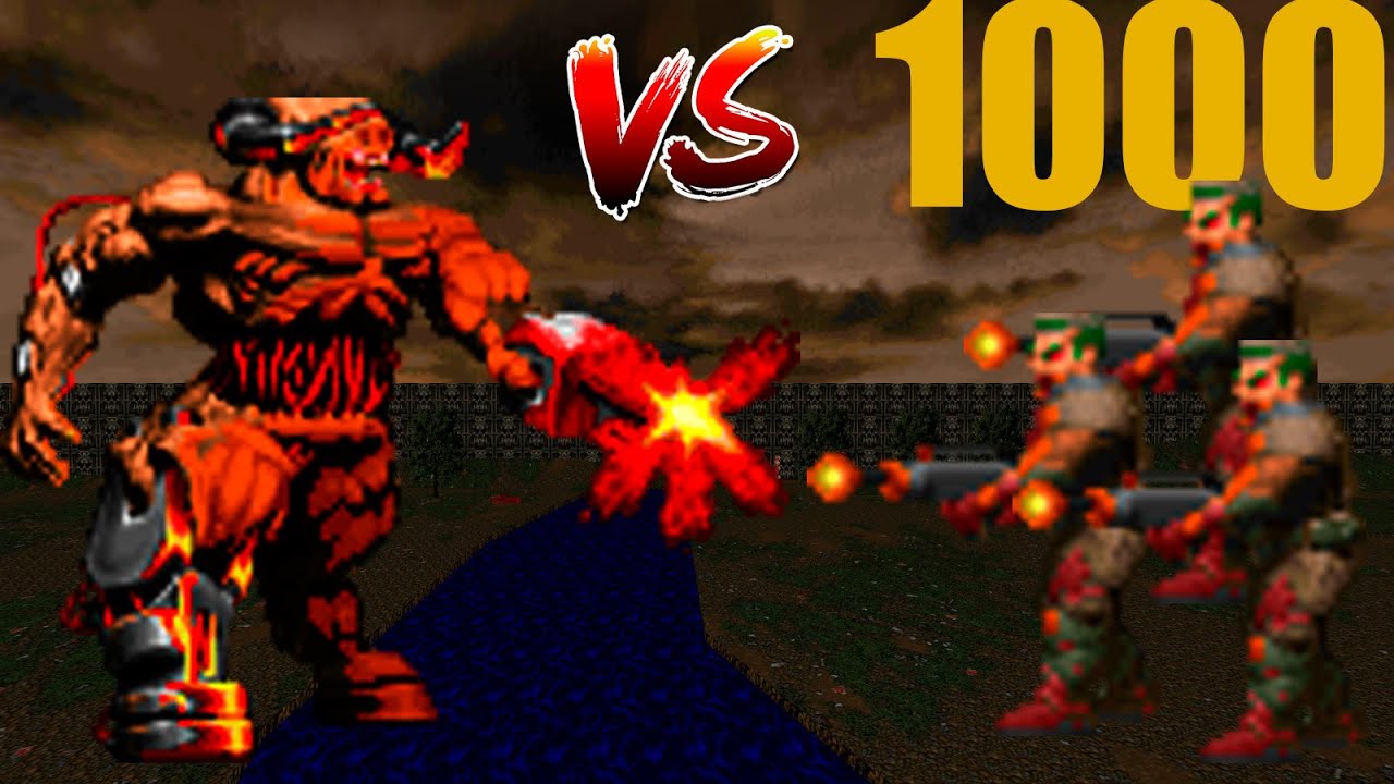 Cyberdemon vs 1000 Zombie Rifle  - BRUTAL DOOM Monster Infighting