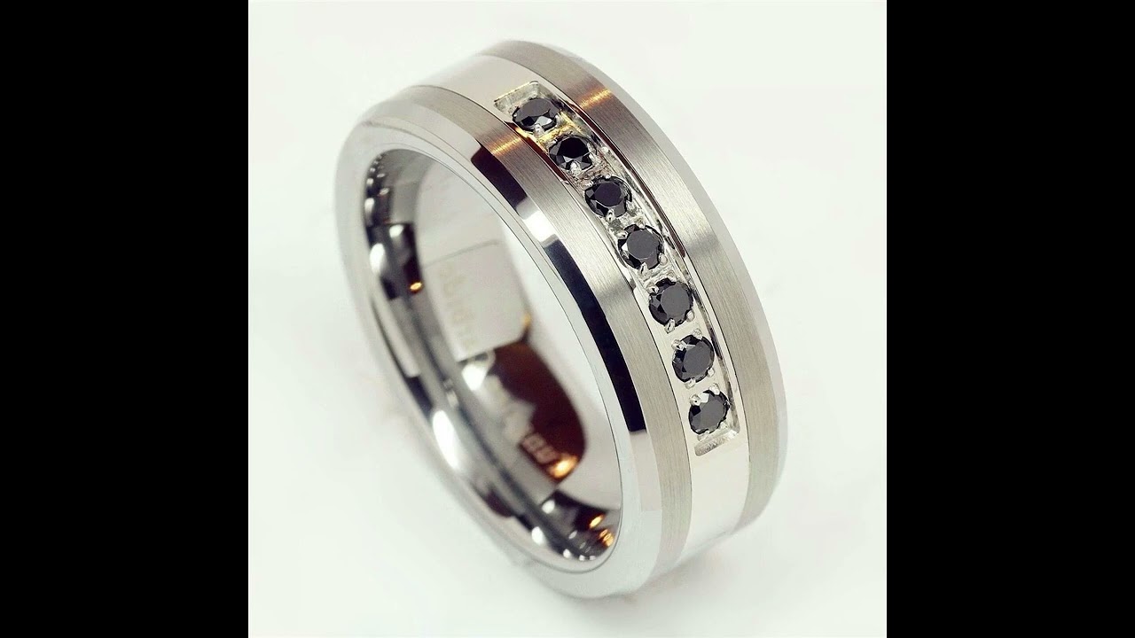 Firstmadam 18K Gold Black Diamond Customized Man Wedding Ring Luxury Band Ring