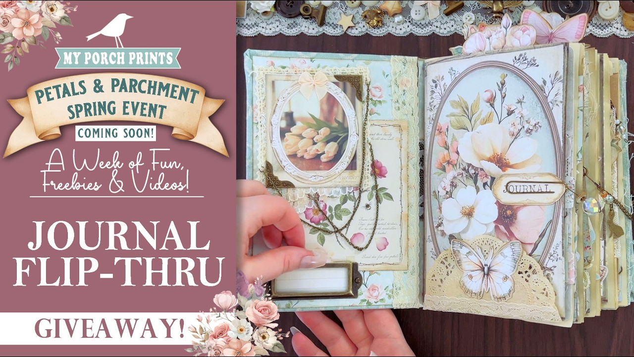 Дневник в стиле «Petals & Parchment» с разворотами 🌸 РОЗЫГРЫШ🌸 | Весенняя акция Petals & Parchmen...