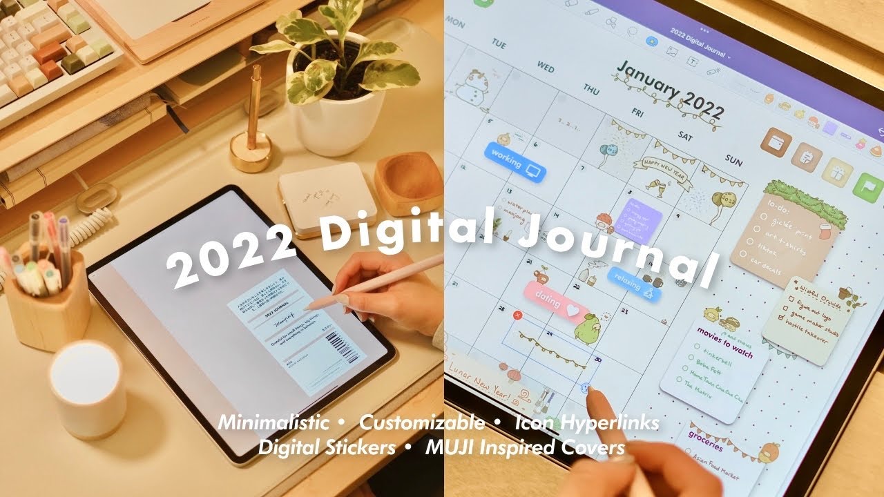 Цифровой журнал и цифровые стикеры для iPad 2022 года📔 | Вдохновлено MUJI &bull; Настраиваемый и миним...