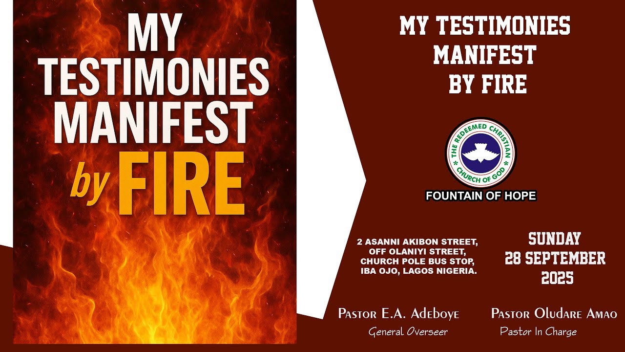 RCCG Fountain of Hope  | Pastor Oludare Amao |  My Testimonies Manifest By Fire | 28 - 09 - 2025