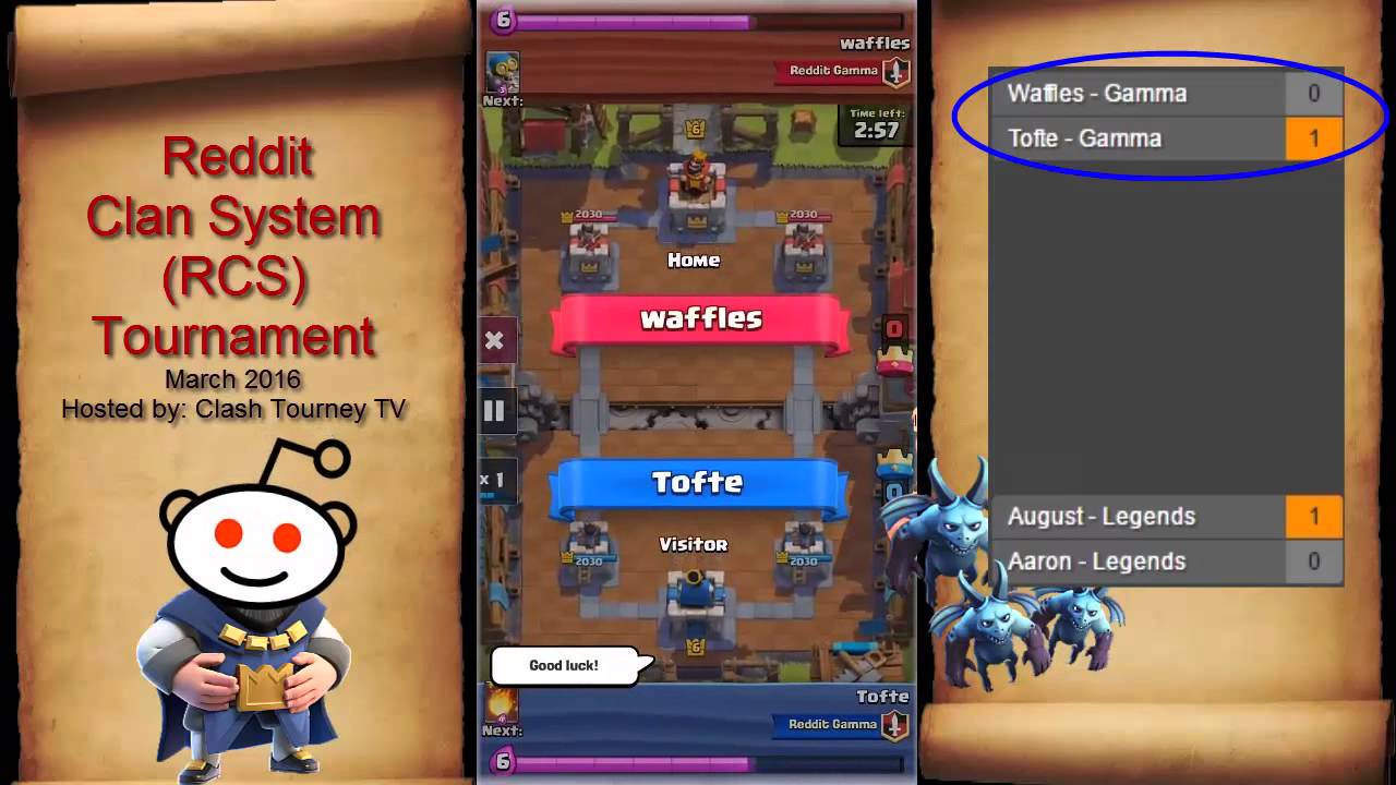 Reddit Clan System (RCS): Reddit Clash Royale 1st Tournament