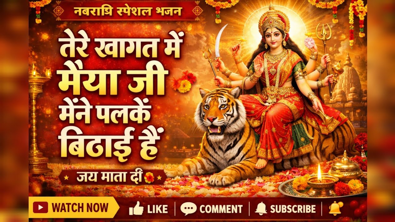 नवरात्रि माता स्वागत गीत🌺तेरे स्वागत में मैया जी🌼मैंने पलकें बिछाई हैं #navratri #matabhajan #bhajan