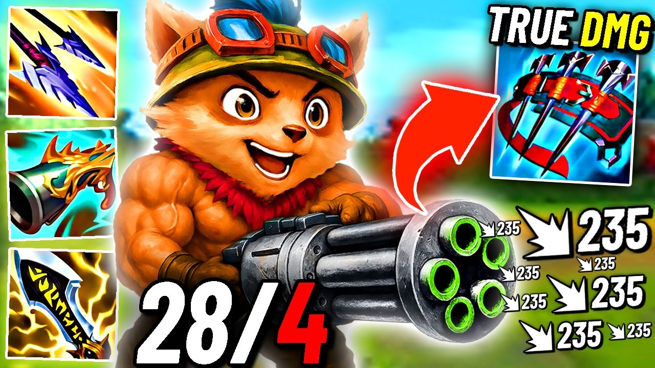 Новый Тимо со 100% критическим уроном уничтожает танков (критические удары с чистым уроном).