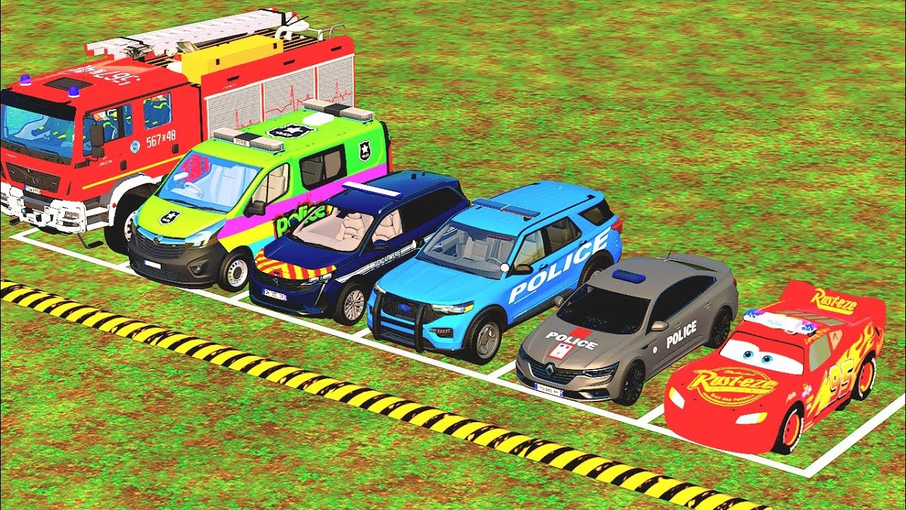 Transport of Colors! - ALL POLICE CAR & FIRE FIGHTER,  Red, grey, blue, Black, green and red again