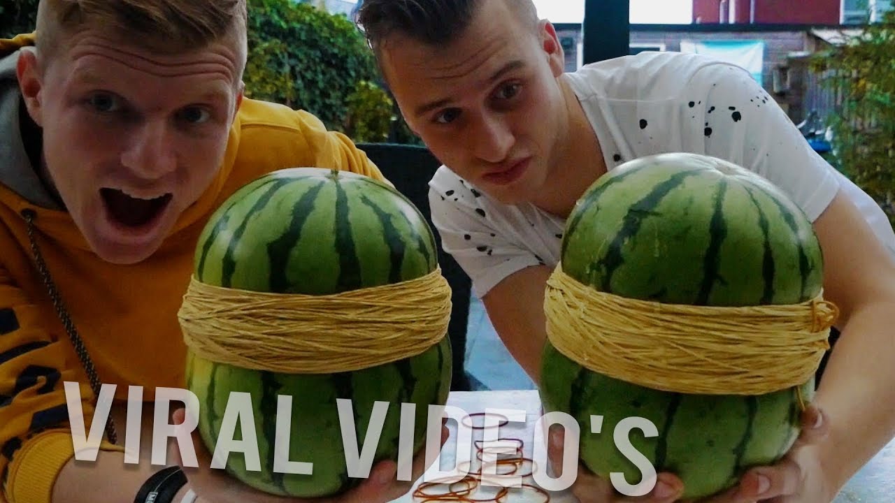 500 ELASTIEKJES OM EEN WATERMELOEN | VIRAL VIDEO'S #1 | TWIGGERZ