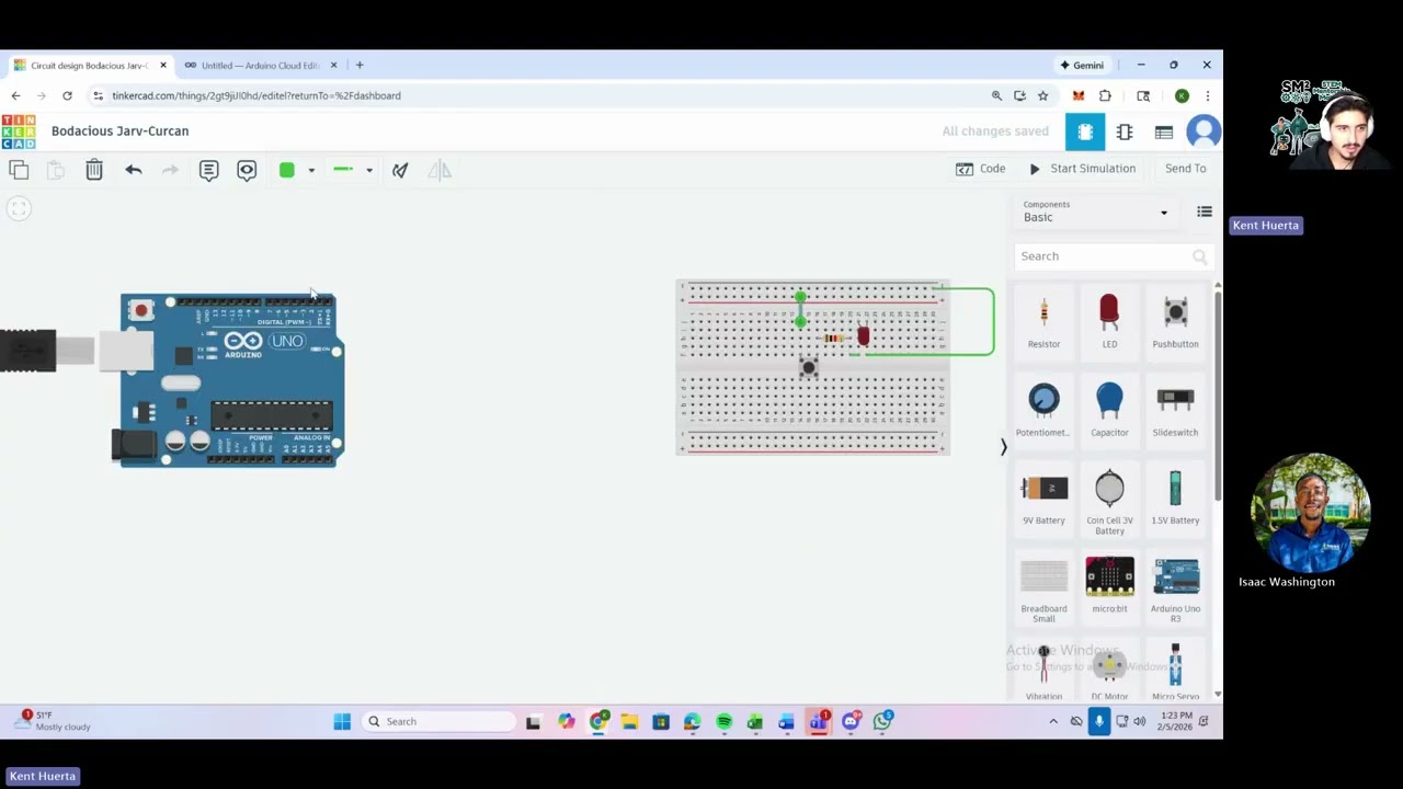 Building Projects with Arduino | BLINK Project Diagram in TinkerCAD