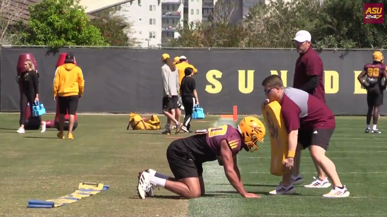 ASU Spring practice tight ends skill work