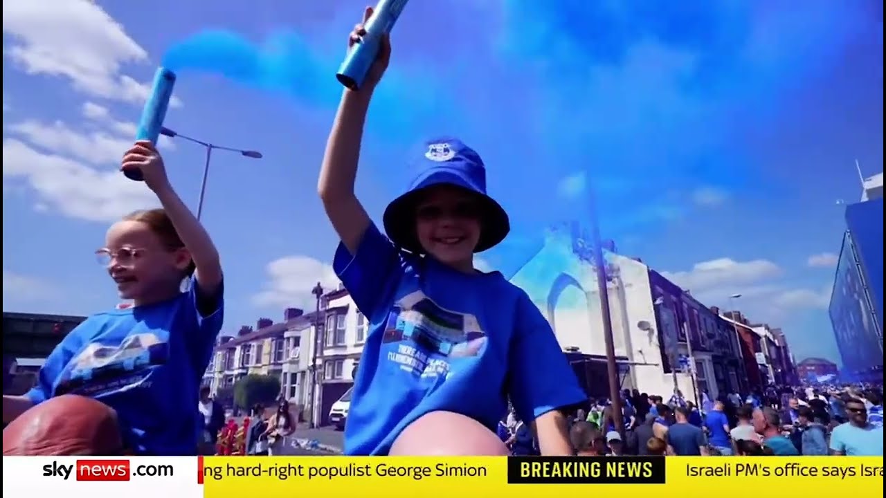 Sky News VT: Everton leave Goodison Park. 18.5.25