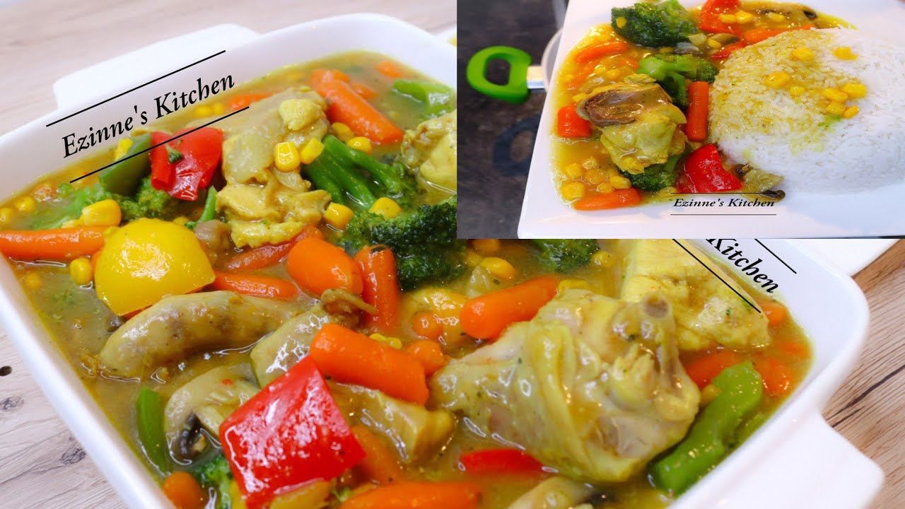 Овощной куриный соус к белому рису