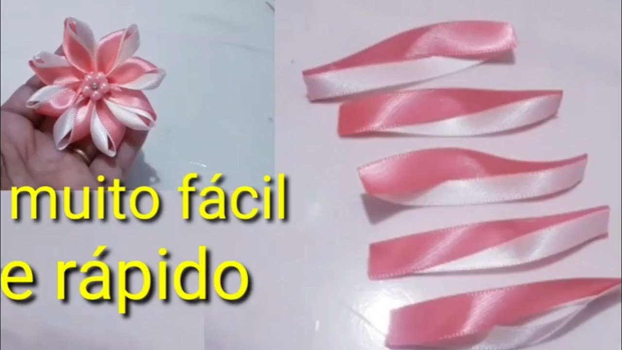 Flor de fita n 1 e 2 Super linda , rápido, fácil e econômica😍😍