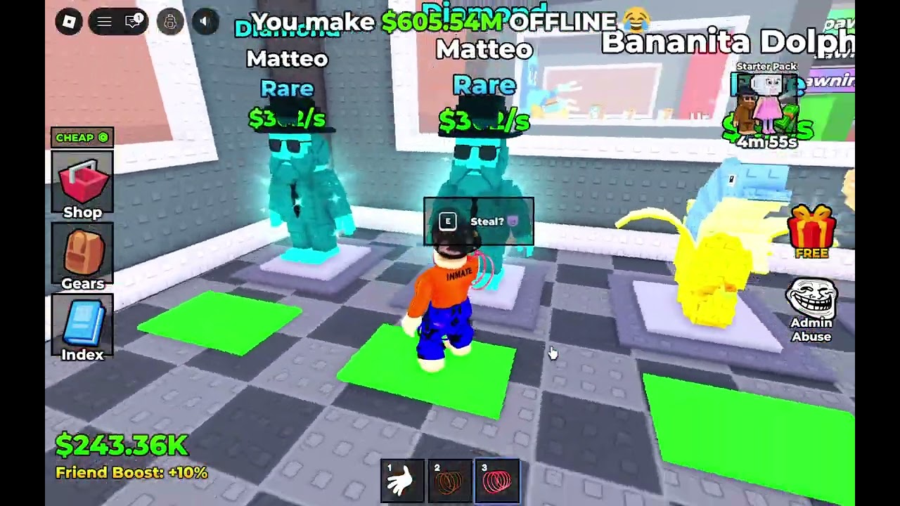 Playing Popular Games On Roblox Part 1 (Steal From Brainrots)