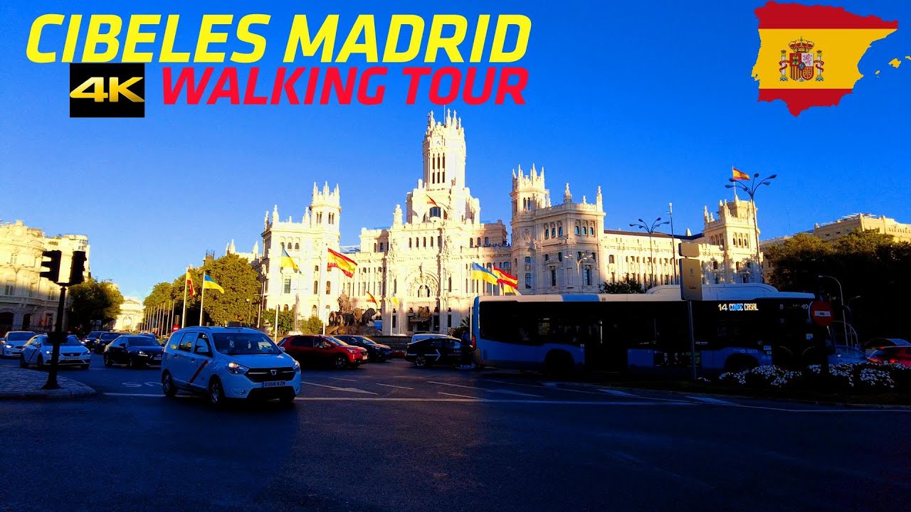 CIBELES, MADRID{4k) Walking Tour (Plaza de Cibeles) Spain!