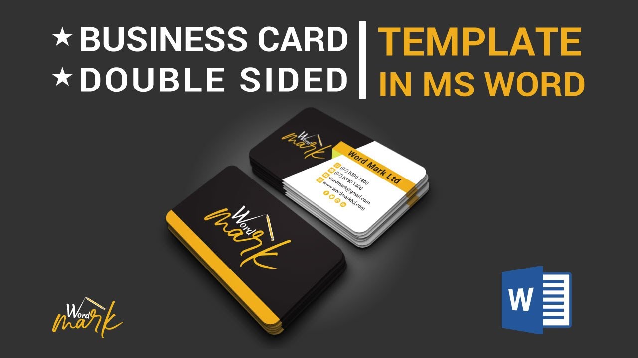 Double-Sided Business Card Template in MS Word | Easy to Word Mark