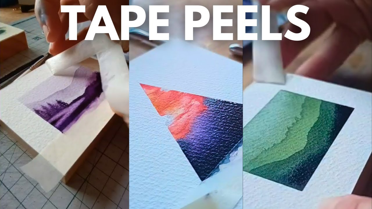 Satisfying Tape Peel Video - 18 minutes of pulling tape of watercolor paintings