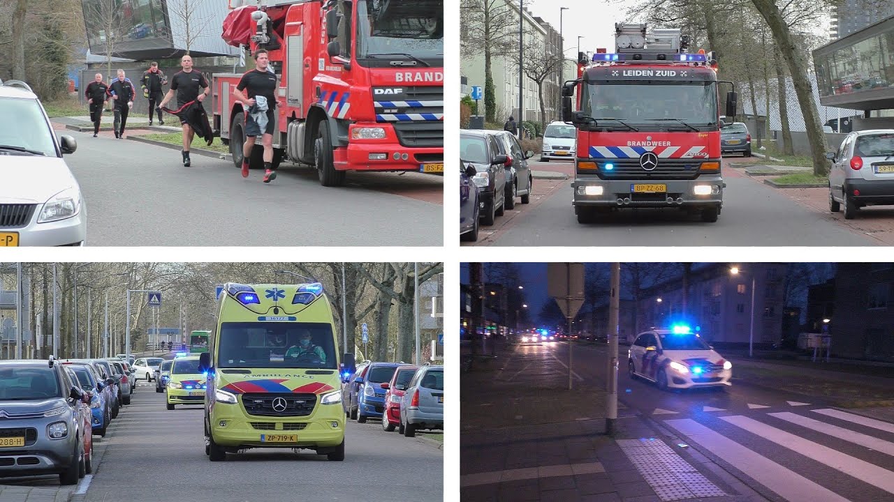 [Uitruk tijdens sporten] Brandweer Leiden Zuid, Ambulance en Politie met spoed door Leiden.