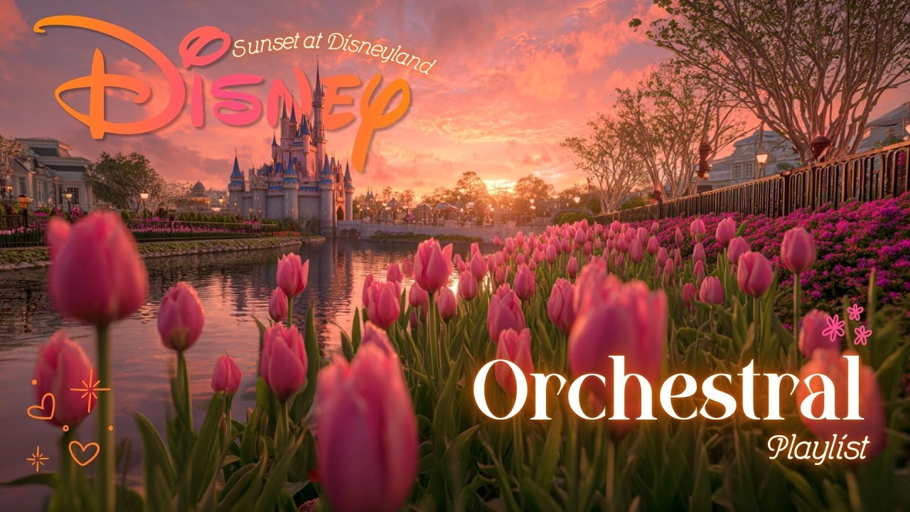 magical disney orchestral playlist 🏰 golden hour focus & dreaming 🌷🪄 sunset tulips at disneyland ✨