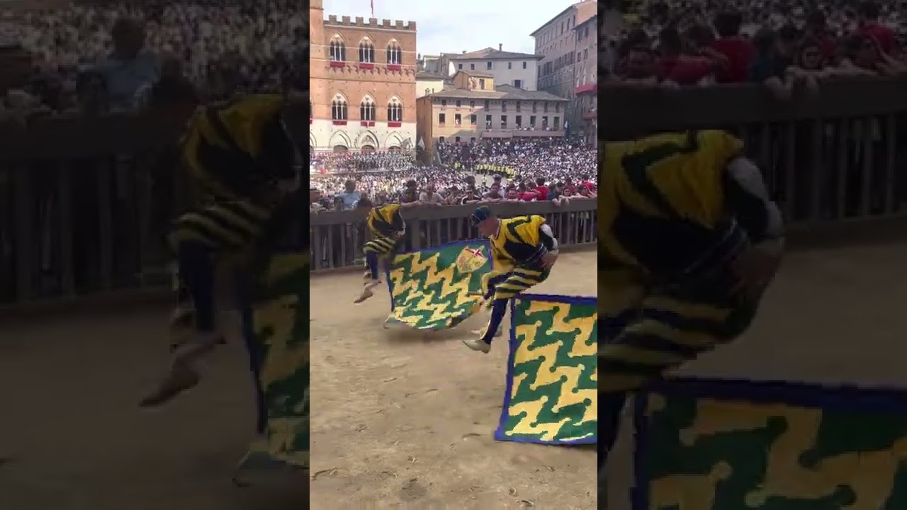 Only in Siena. The skills of The Nobil Contrada del Bruco’s “alfieri”