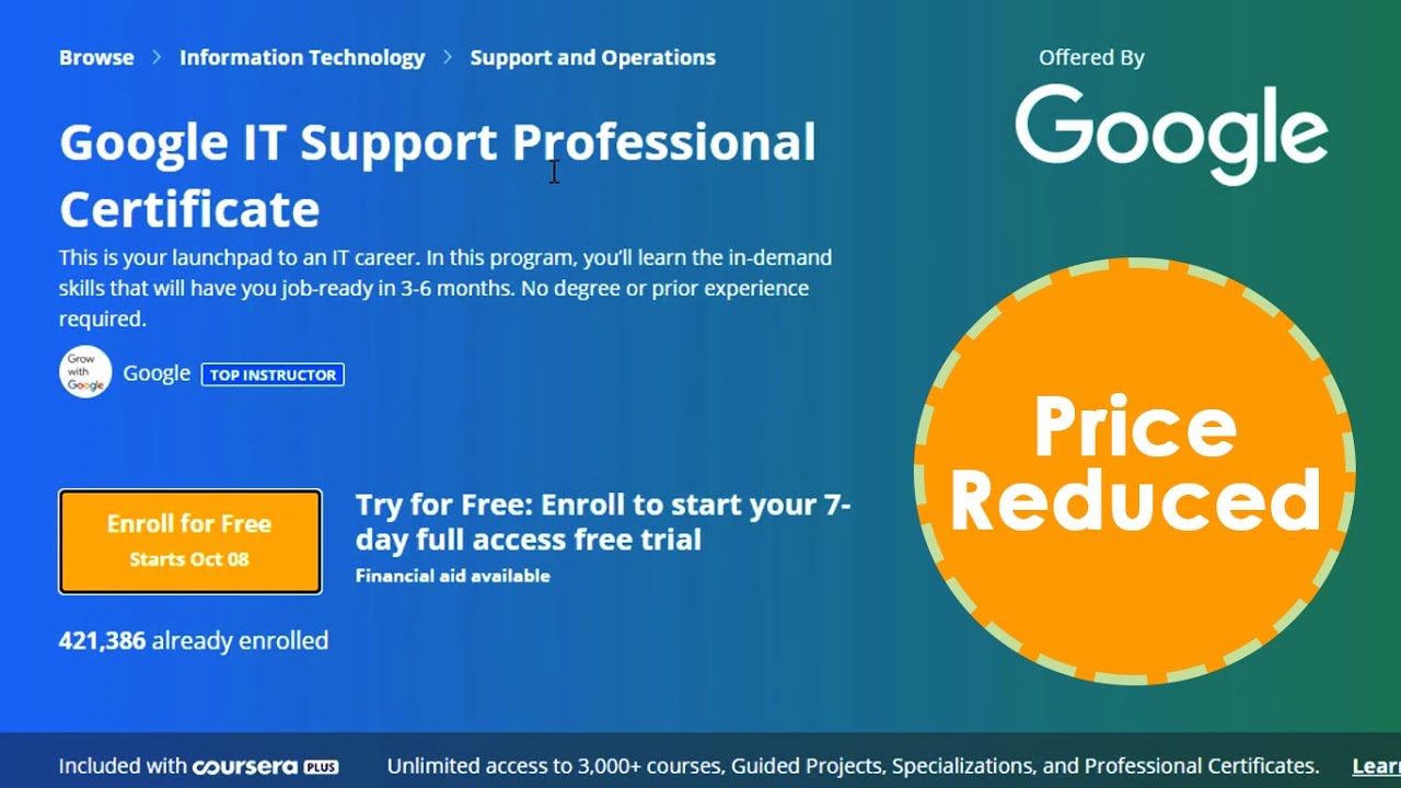 Coursera Google IT Support and IT Automation Professional Certificates Price Slashed For Indians