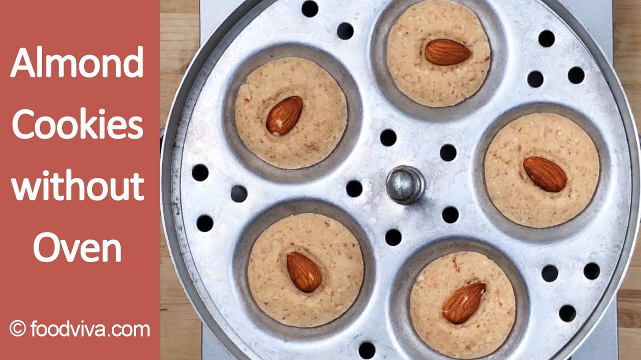 Almond Cookies without Oven (No Eggs) (Whole Wheat Flour Badam Cookies Recipe)