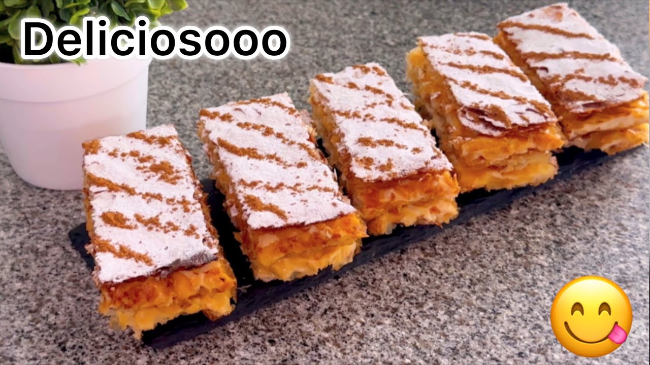 Milhojas Con Masa Filo quedan crujientes y querrás volver a repetirlo fácil de hacer y riquísimo