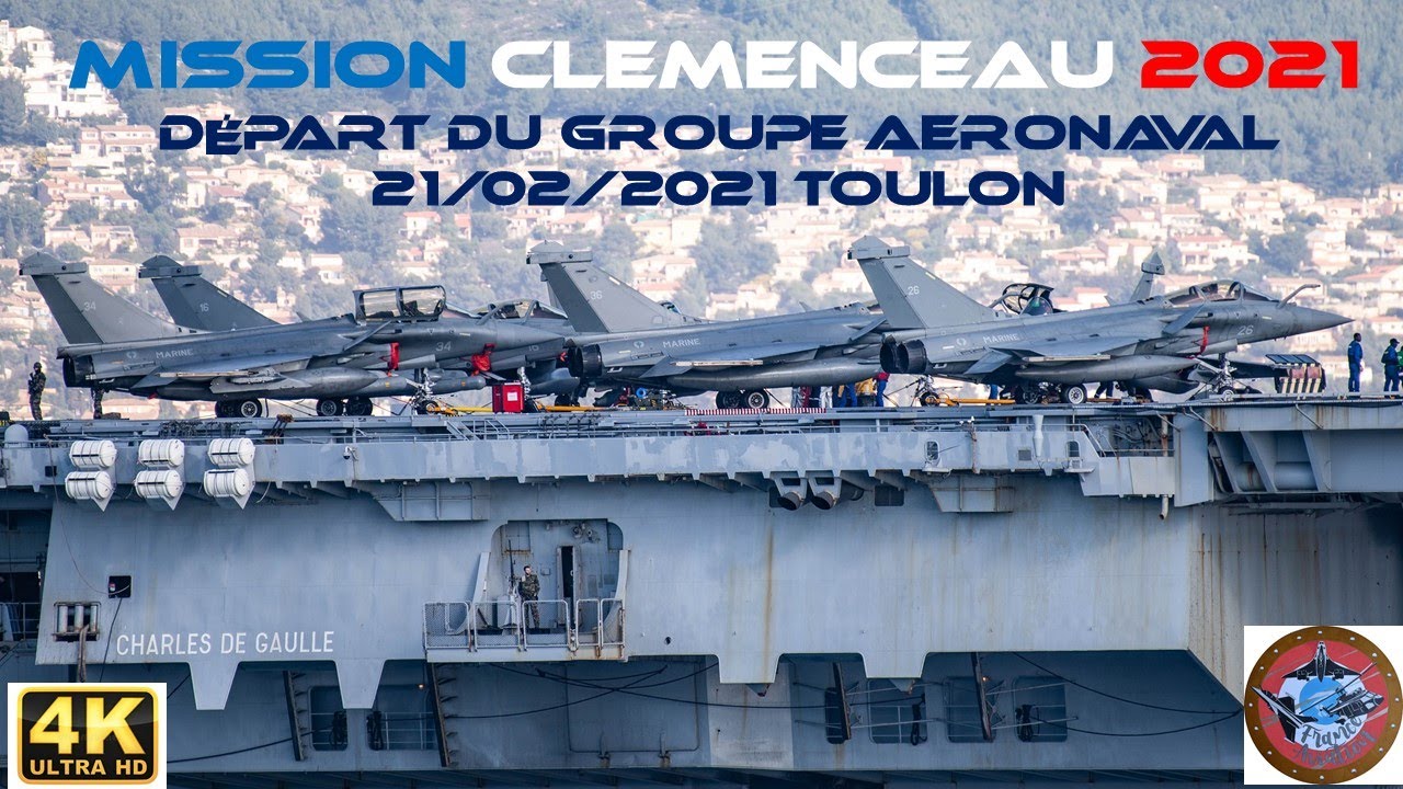Porte Avions Charles de Gaulle Départ Mission Clemenceau 21 Février 2021 Avions sur le Pont.