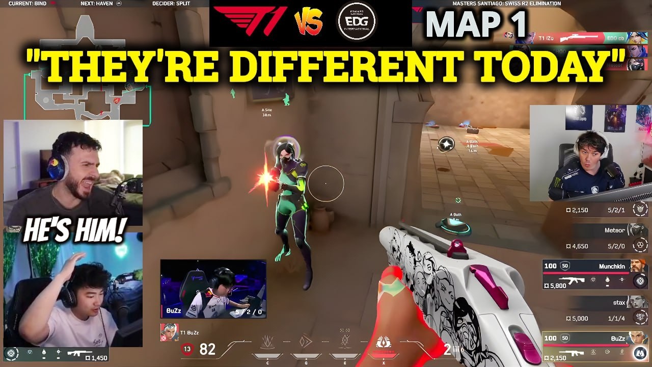 Tarik, S0m & Sliggy Reacts to T1 Insanely Destroyed EDG in Map 1 | Valorant Masters Santiago