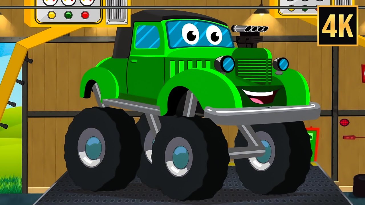 Vintage Monster Truck Wash Videos & Animated Cartoon for Kids