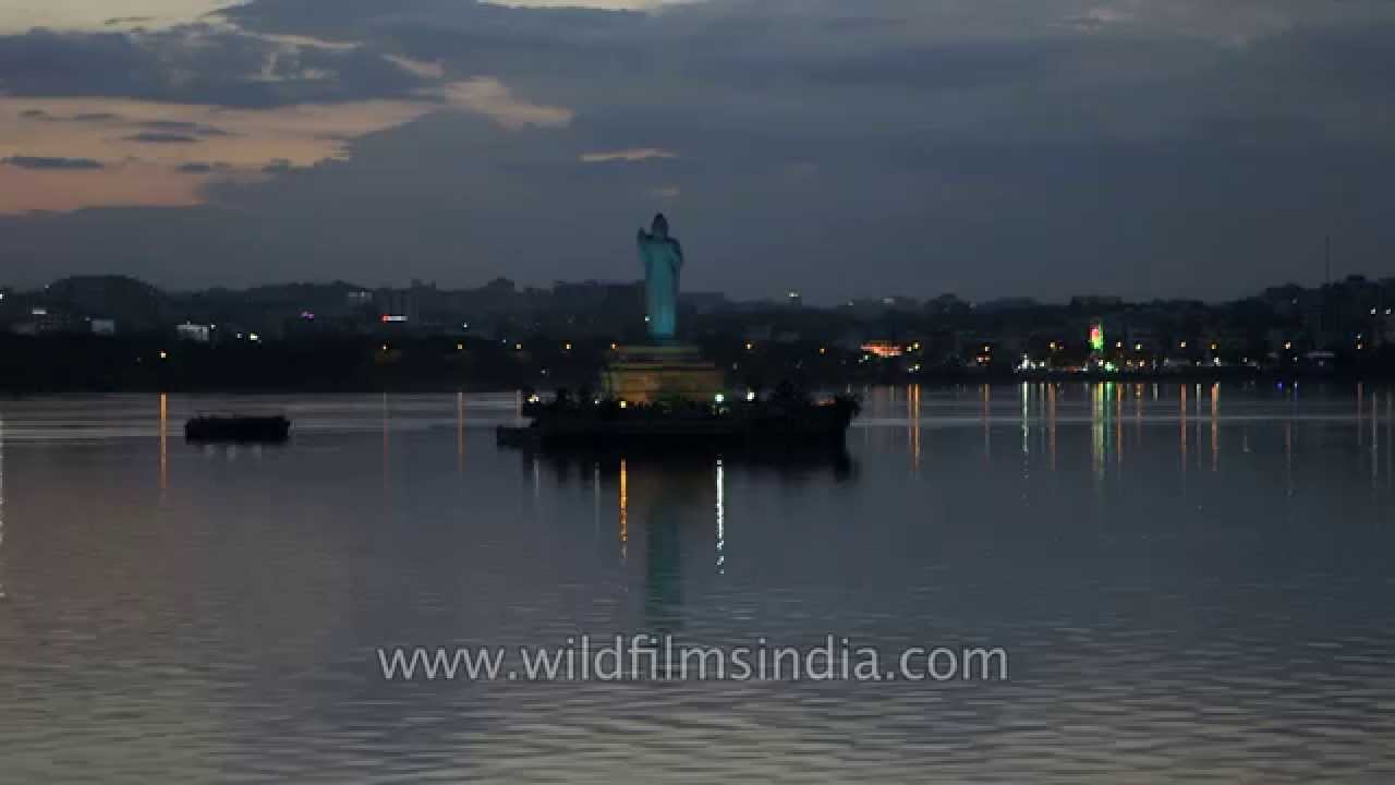 Buddha statue in Hussain Sagar, Hyderabad