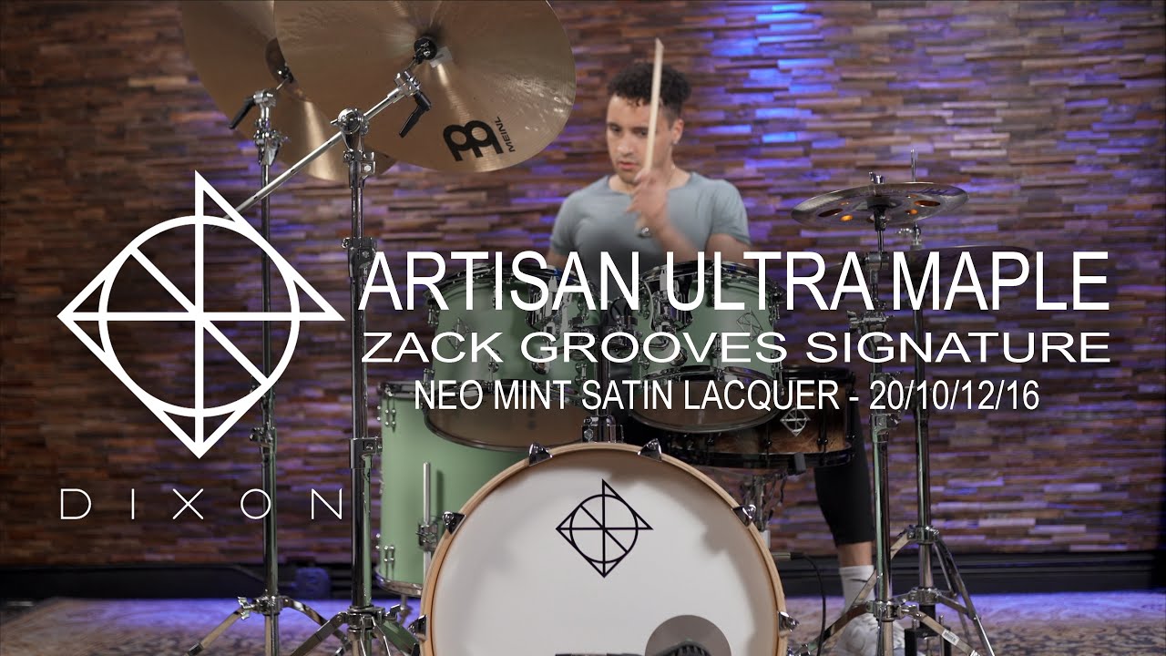 Dixon Artisan Zack Grooves Ultra Maple Drum Set 20/10/12/16 - Neo Mint Satin Lacquer