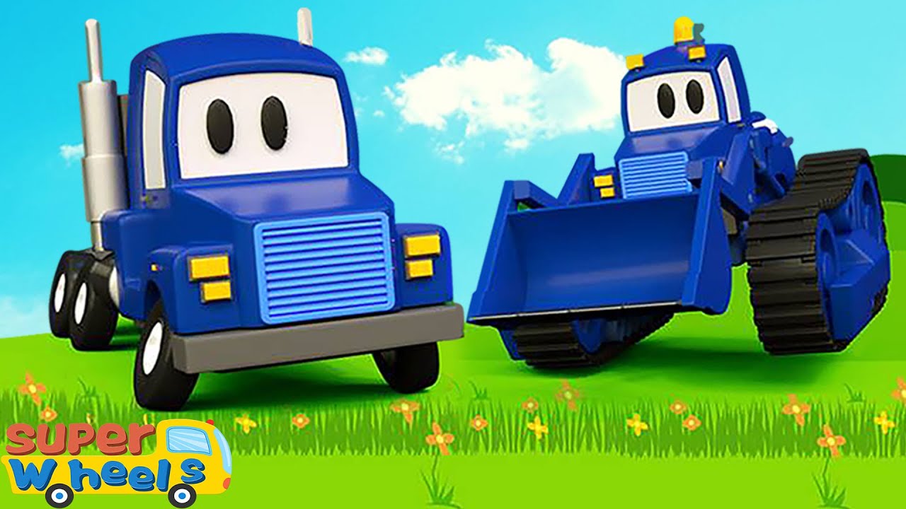 Transformer Team Build Gas Station for police-Excavator, Crane truck & Mixer Truck for Kids