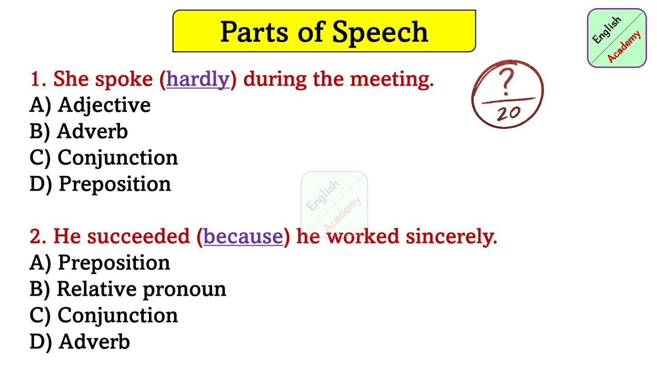 Parts of speech set -12 or- All exams #englishacademybydeepakkr.