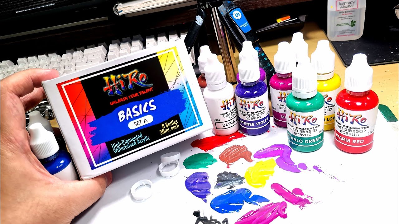 HIRO PAINTS BASICS SET A. WATERBASED ACRYLIC PAINTS. UNBOXING AND REVIEW BY RALPH CIFRA
