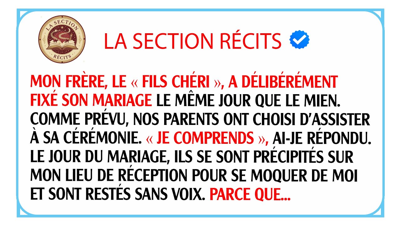 Annule ton mariage cho ton frère : j'ai révélé son lourd secret à 400 000€ le jour J !