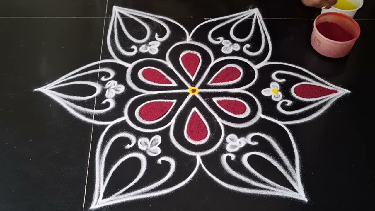 Simple rangoli design 🌹 daily muggulu 