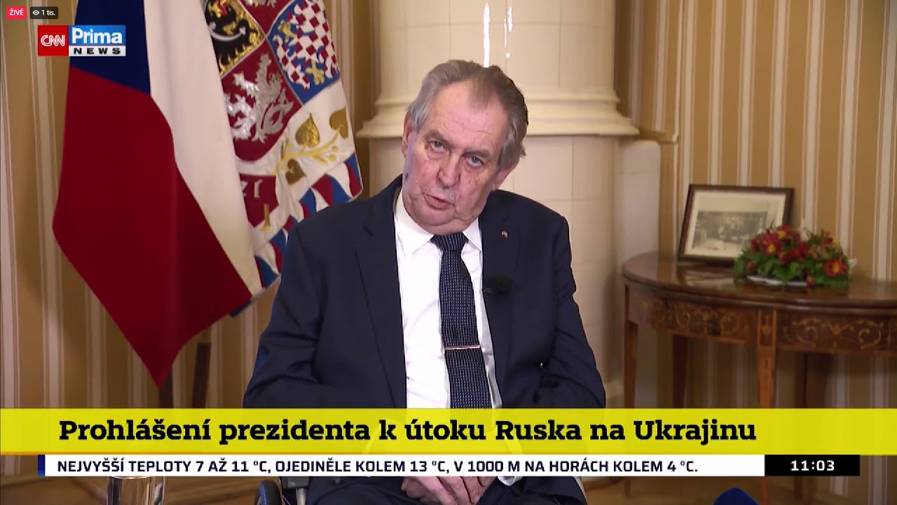 Zeman: Rusko se útokem na Ukrajinu dopouští zločinu proti míru. Šílence je třeba izolovat